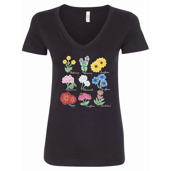 Inktastic Wild Flower Chart Women's V-Neck T-Shirt
