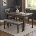 thumbnail image 4 of Benjara Rectangular Fabric Bench with Wooden Tapered legs- Charcoal Gray, 4 of 7