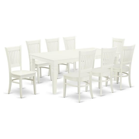 Pemberly Row 9-piece Wood Table and Dining Chairs in Linen White