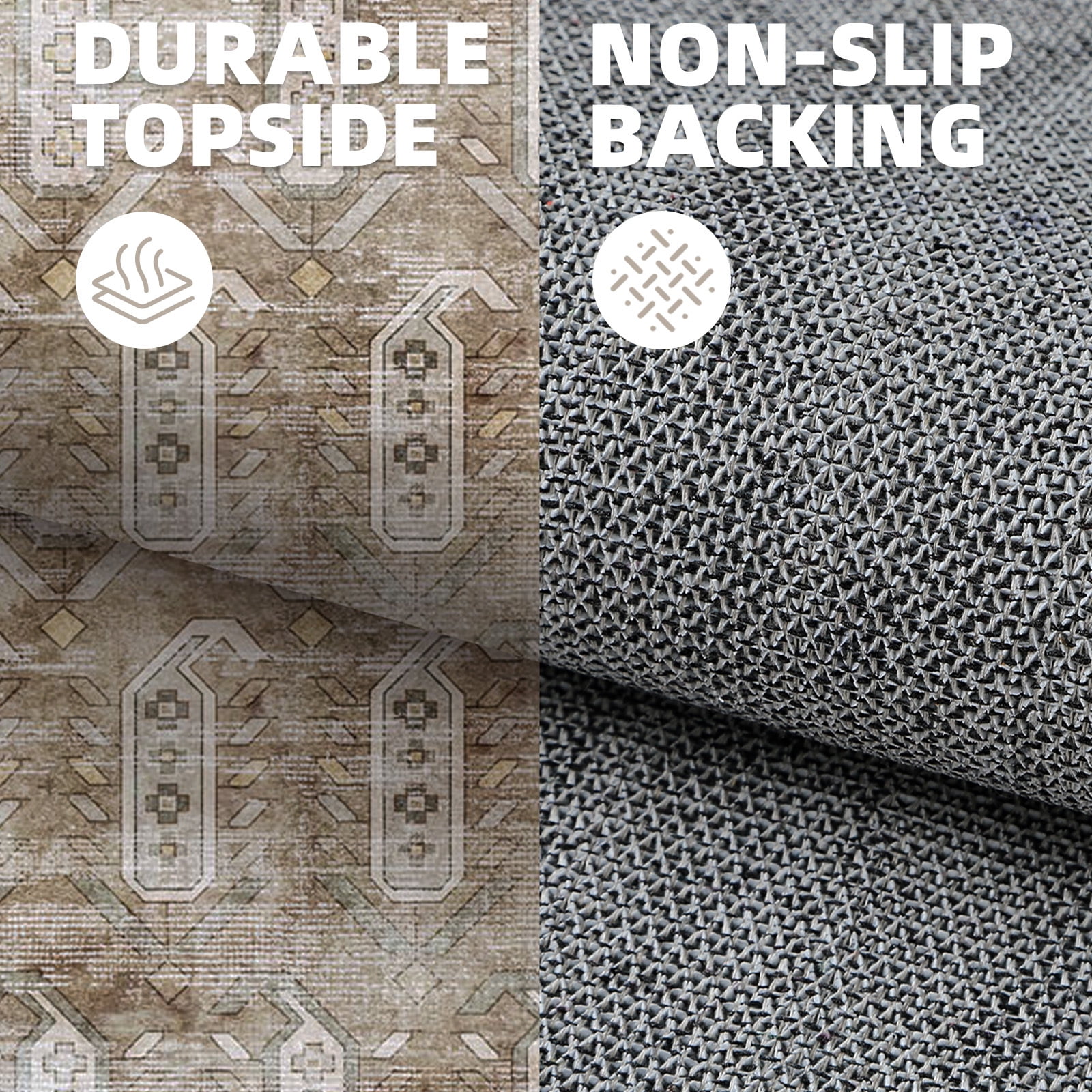 PABUBE Vintage Runner Rug, Non Slip Machine Washable Fade Resistan, 3'x12'