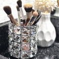 thumbnail image 2 of LUGUNU Organizador de brochas de maquillaje con cristales dorados personalizados, cepillos de peine dorados, caja de almacenamiento para lápices (cristal), 2 of 5