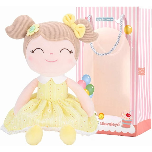 Gloveleya Toddler Stuffed Dolls Girl Gifts Plush Baby Doll Figure Toys Yellow 16"