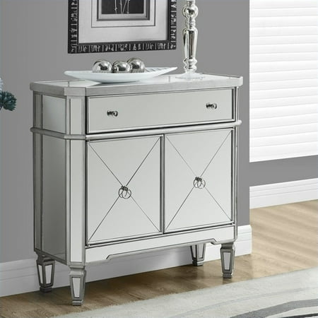 Monarch Accent Table 32"L / Brushed Silver / Mirror