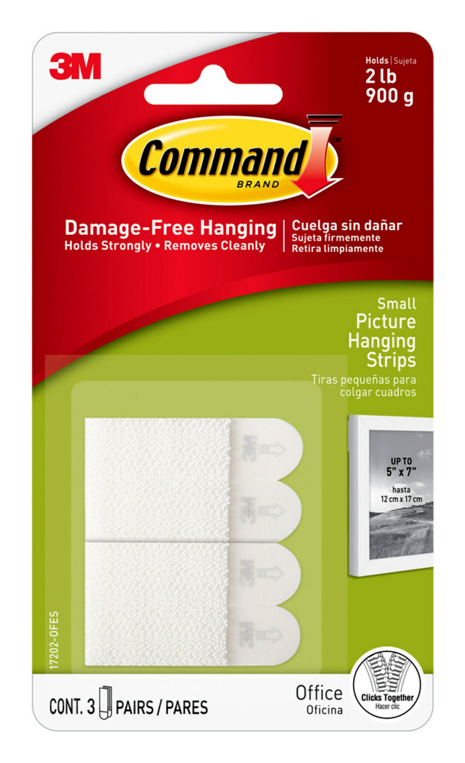 Command Small Picture Hanging Strips, White, Damage Free Decorating, 3 Pairs