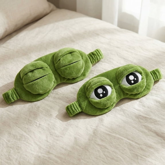 Adjustable Frog Eye Sleep Mask with 3D Expressions - Plush Light-Blocking Mask for Travel, Naps & Nighttime Rest