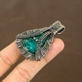 thumbnail image 3 of Natural Blue Baltic Amber Gemstone Handmade Copper Wire Wrap Pendant 2.24", 3 of 4
