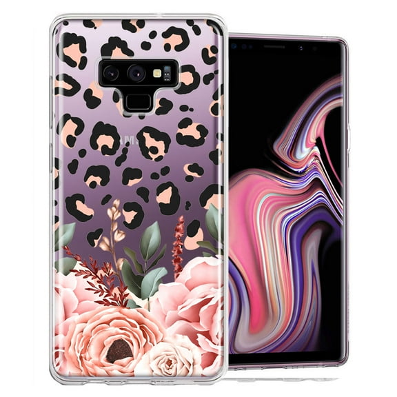 MUNDAZE Case For Samsung Galaxy Note 9 Classy Blush Peach Peony Rose Flowers Leopard Phone Cover