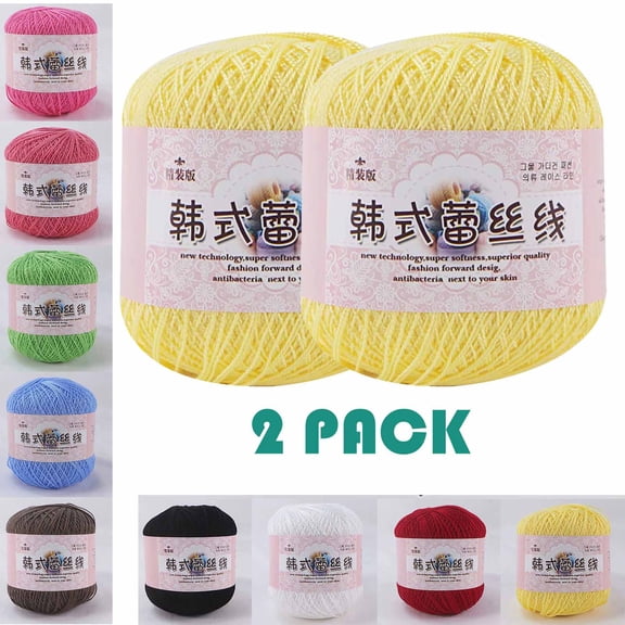 FEOLGEHLY 2 Pack Acrylic Cotton Crochet Yarn Wool Ball, 0.11lb 1066ft Soft Milk Cotton Thread for Hand Knitting, Amigurumi Doll, DIY Small Crafts, Make Hat Scarf Sweater Bag & Table Mat(I)