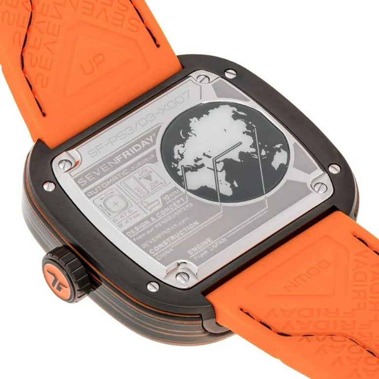 Sevenfriday Ps3 03 Men s PS Series CCO Orange Rubber Strap Watch Size One Size