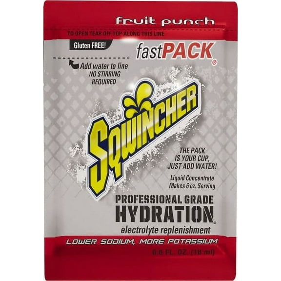 50 Count Sqwincher FastPack FruitPunch Activity Drink Liquid Concentrate Packets