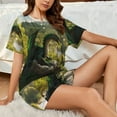 thumbnail image 6 of Womens Pajama Sets With Pocket, Deep Forest Stone Green Dragon Lounge Sets Short Sleeve Sleepwear PJ Sets for Women, 6 of 6