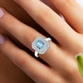 thumbnail image 4 of Pompeii 8x6mm Aquamarine & Diamond Halo Ring 14k White Gold (G/H,SI1-SI2), 4 of 4