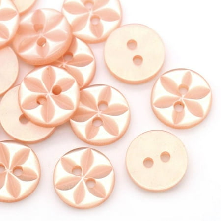 Sexy Sparkles 10 Pcs Resin Pastel Orange Round Buttons Flower Pattern 11mm