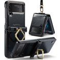 thumbnail image 1 of Etui Compatible avec Samsung Galaxy Z Flip 4, Housse de Protection en Cuir Pu avec Anneau et Dragonne, 1 of 5