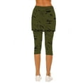 thumbnail image 5 of UVEASISHA Womens Print Skirted Leggings Capris Yoga Gym Pants with Skirt High Waisted Stretch Workout Tights Army Green M, 5 of 7