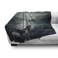 thumbnail image 3 of Fishing Soft Flannel Fleece Throw Blanket, Boat Drifting in Ocean Full Moon Dramatic Night Sky Life Hope Conceptrt, Cozy Plush for Indoor and Outdoor Use, 50" x 70", Dark Blue White, by Ambesonne, 3 of 6