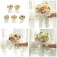 thumbnail image 2 of Handmade Bride Bouquet with Artificial Roses Peony in White and Champagne Optional for Church Weddings, 2 of 9