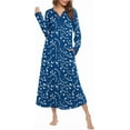 thumbnail image 3 of Oudiya Womens Long Nightgown Striped Nightshirt V-Neck Botton Down Loungewear Casual Sleepwear with Pockets, S-4XL, 3 of 6