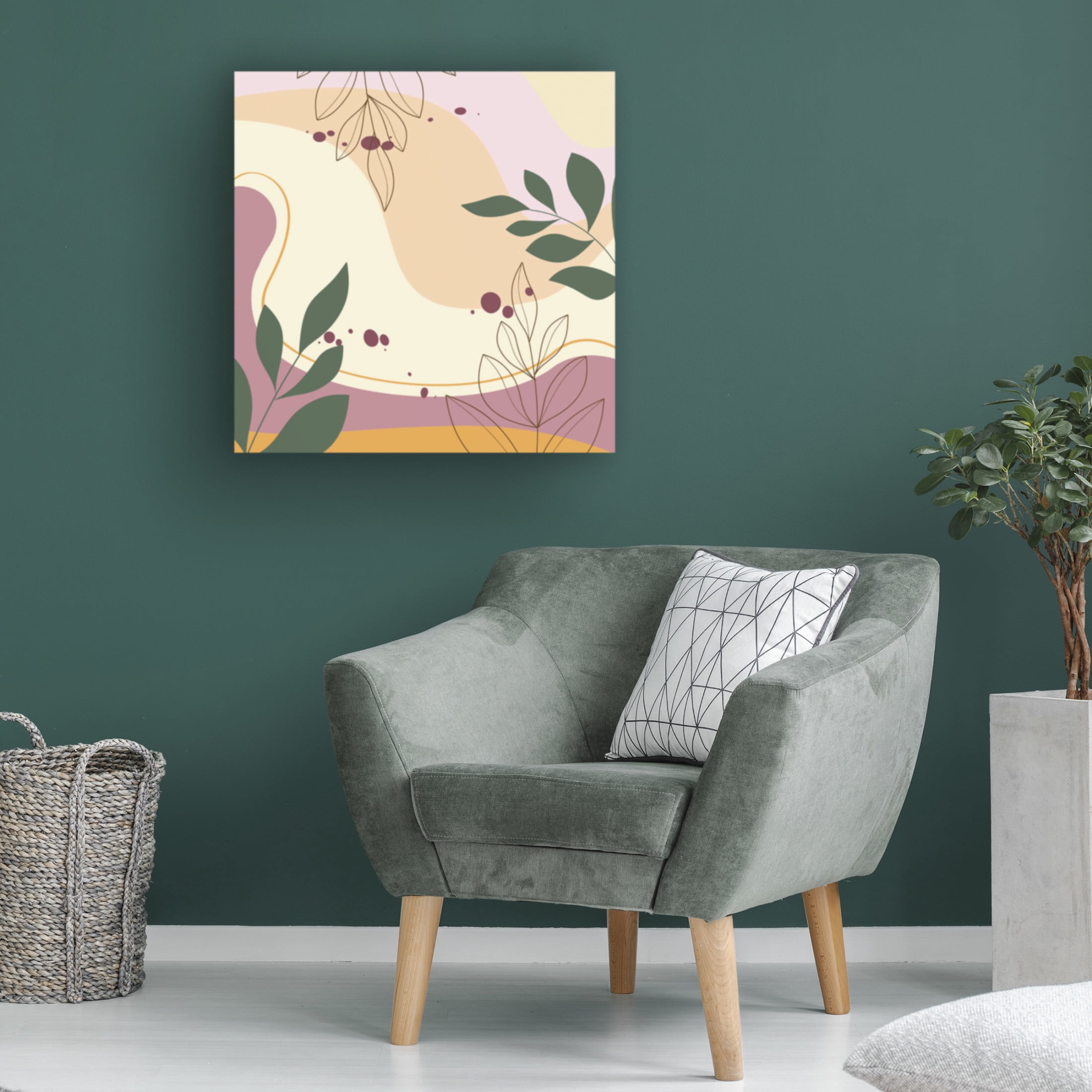Canvas Wall Art - Jean Plout 'Abstract Botanical Garden B' Wall Art for Living Room, Bedroom, or Office Décor by Trademark Fine Art - 18 x 18 Inches
