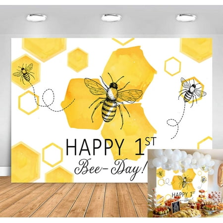 Image of Sensfun Bee 1st Birthday Backdrop Honey Bumble Bee