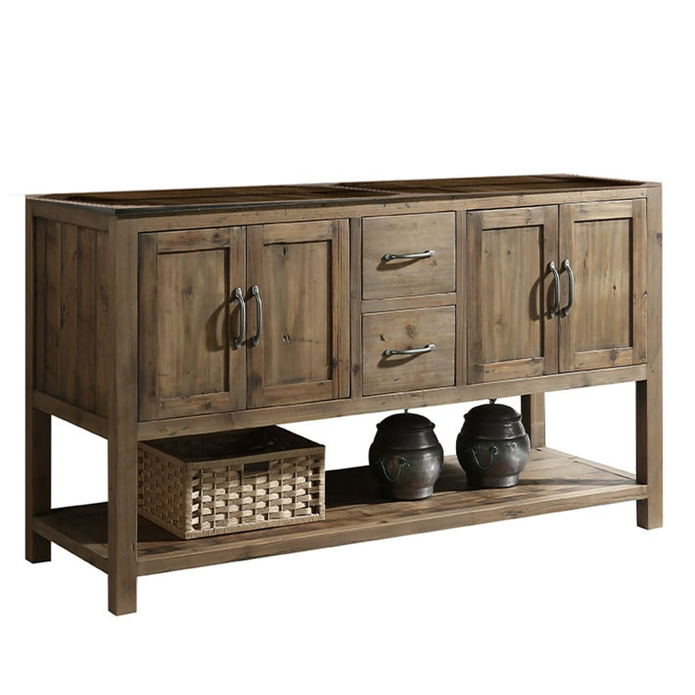 Austin 60" Farmhouse Double Sink Bathroom Vanity Base Only Solid