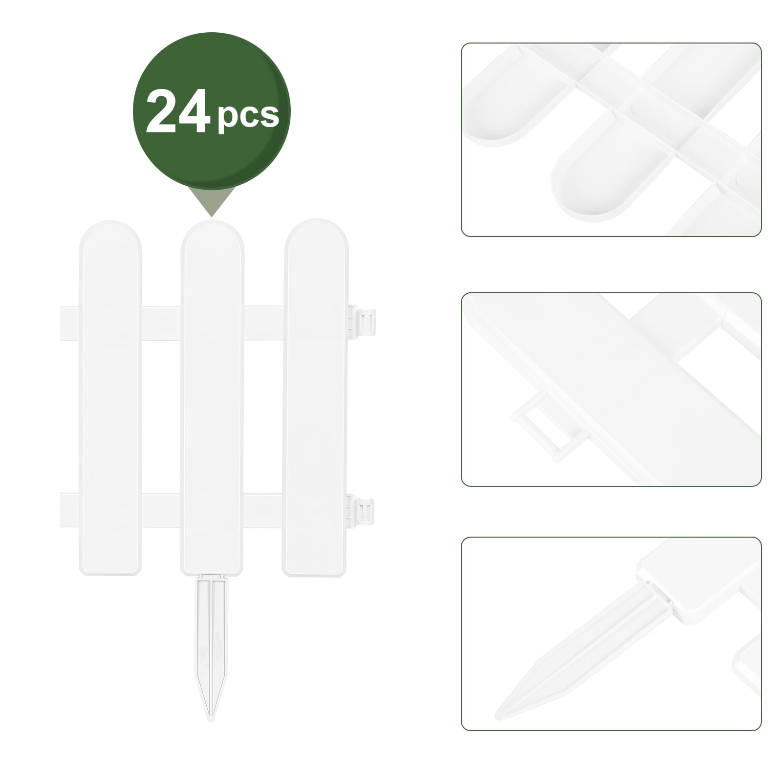 Plastic Decorative Garden Fence, 16" (H) x 27.5FT (L) Outdoor Patio Garden Animal Barrier White