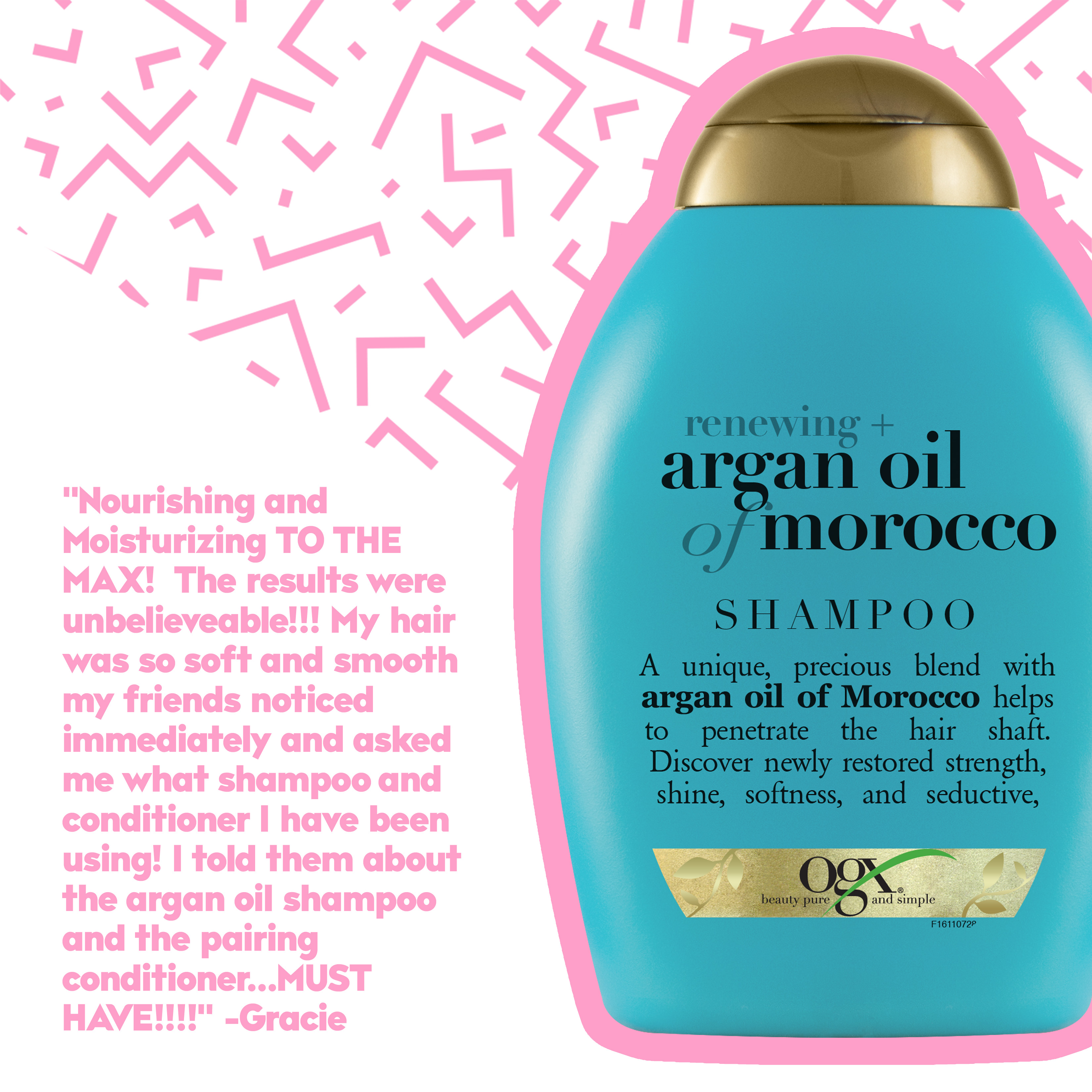 OGX Renewing + Argan Oil of Morocco Hydrating Hair Shampoo, Cold-Pressed Argan Oil to Help Moisturize, Soften & Strengthen Hair, Paraben-Free with Sulfate-Free Surfactants, 13 fl. Oz - 2 Pack - image 2 of 3