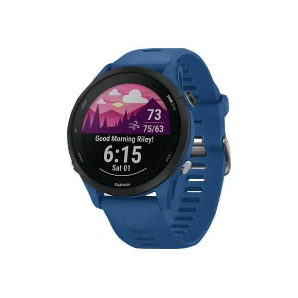 Garmin Forerunner 255 - 46 mm - black - sport watch with strap - silicone - tidal blue - wrist size: 5.12 in - 8.07 in - display 1.3" - 4 GB - Bluetooth, ANT+ - 1.73 oz