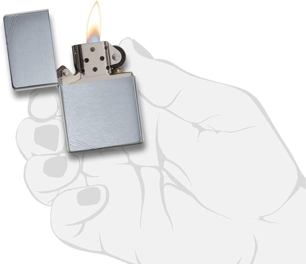 Zippo Personalized Chrome Windproof Lighter Custom Message Engrave (Vintage with Slashes #230)