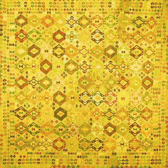 Ahgly Company Indoor Square Southwestern Yellow Country Area Rugs, 7' Square