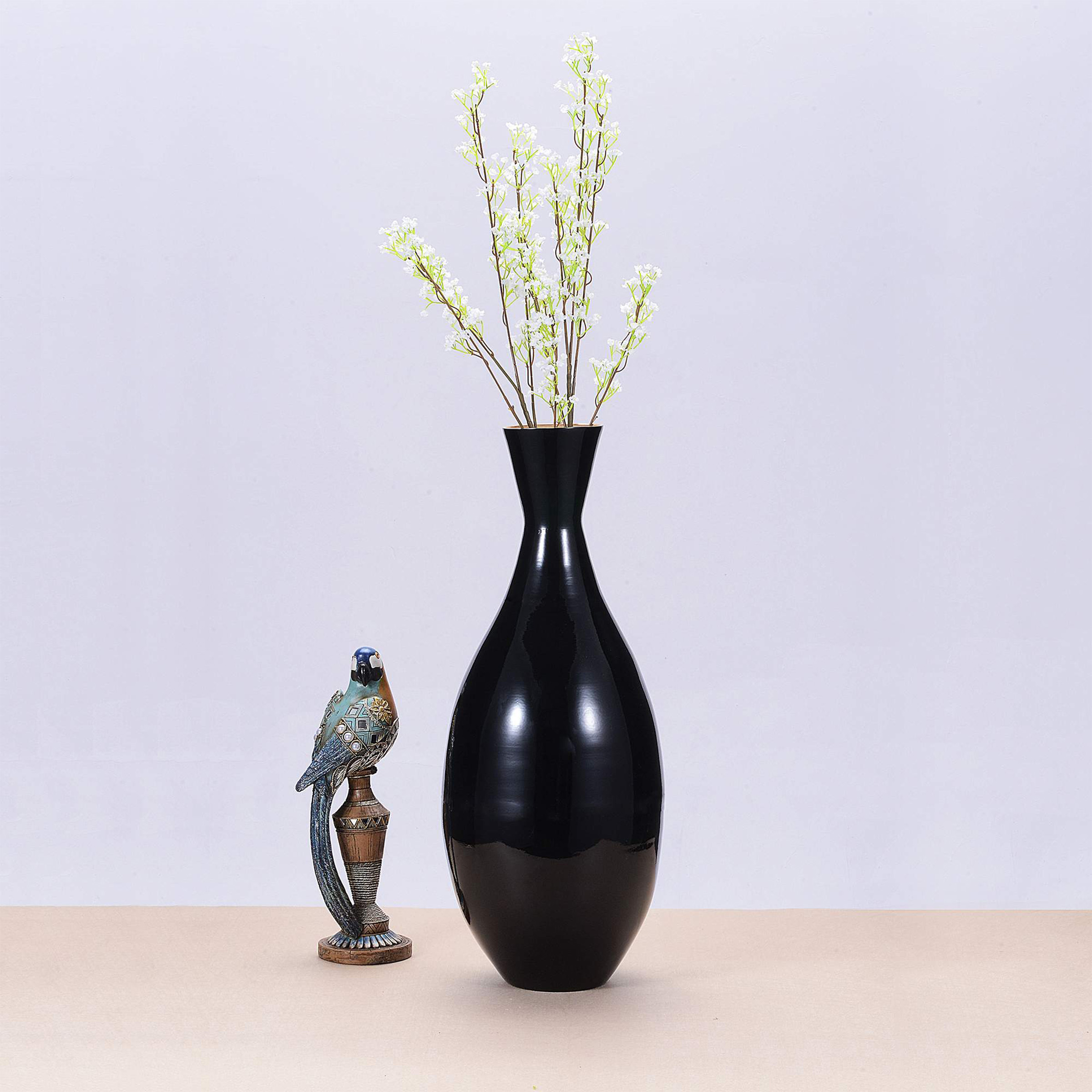 Villacera Handcrafted 24-Inch-Tall Sustainable Bamboo Floor Vase (Black)
