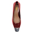 thumbnail image 2 of FSJ Women Graceful Two-Tone Kitten Low Heels Pumps Slip On Square Cap Closed Toe Casual Office Work Comfort Dress Shoes Size 8 Red, 2 of 4