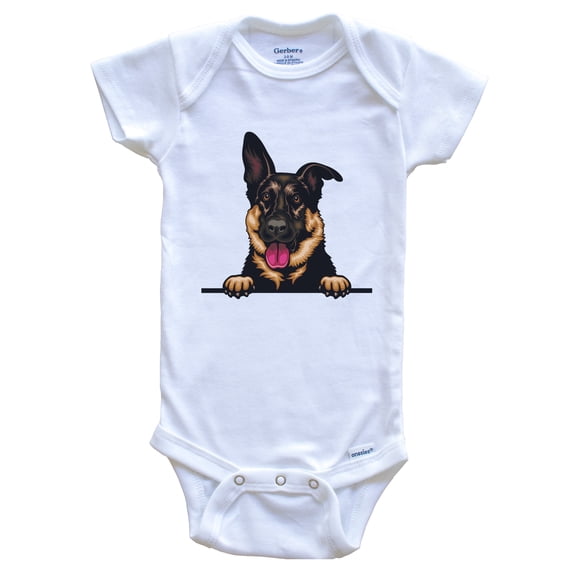 German Shepherd Dog Breed Cute Baby Bodysuit v4, 0-3 months white
