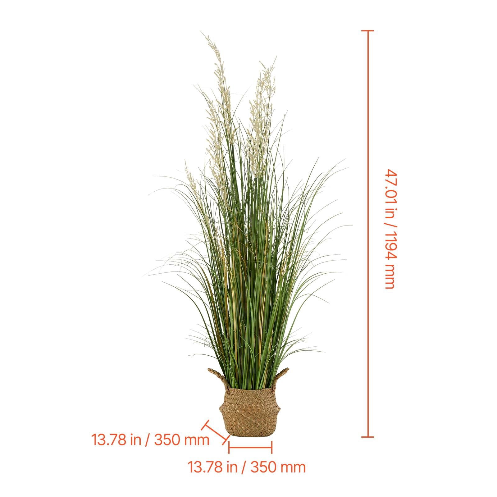1-Pack Artificial Reed Flowers with Basket, 4 ft Tall, PVC Leaves, Lifelike Design, No Assembly Required, for Home, Garden, Patio, Hotel & Office Decor