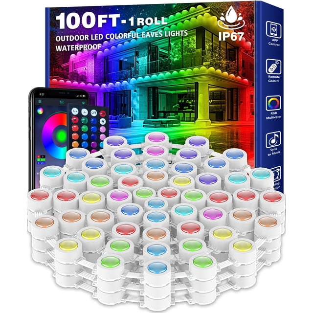 Luces RGB para exteriores SINLEY 30 m resistentes al agua con aplicación/control remoto