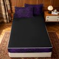 thumbnail image 4 of Erosebridal Boho Gothic Skull Zipper Twin Comforter Sets with Fitted Sheet and 2 Pillowcases for Women Girls, Vintage Purple Damask Floral Zipper Bedding Set, Black Reversible, 4 Pieces, 4 of 7