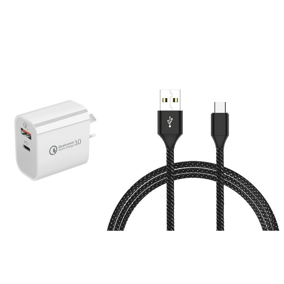 18W 2 Port (USB-C Power Delivery/USB-A Quick Charge 3.0) Wall Charger and USB Type-C Cable (6 Feet) Compatible with AT&T Calypso
