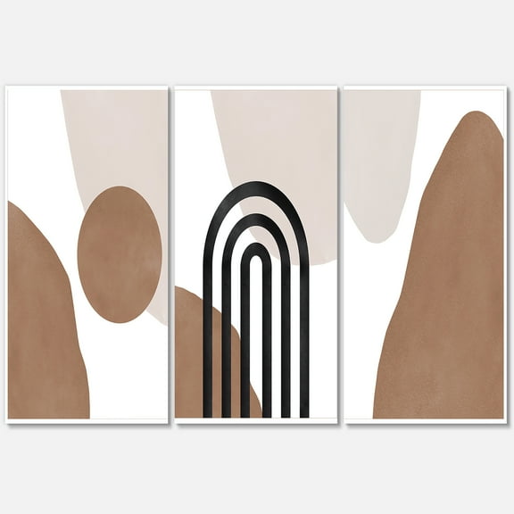 Designart ' Abstract Shapes in Ivory and Terracotta Shapes II ' Modern Canvas Wall Art Print