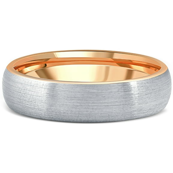 Pompeii Men's Brushed Tungsten & Rose Gold Plated Two Tone 6mm Ring Wedding Band (,)