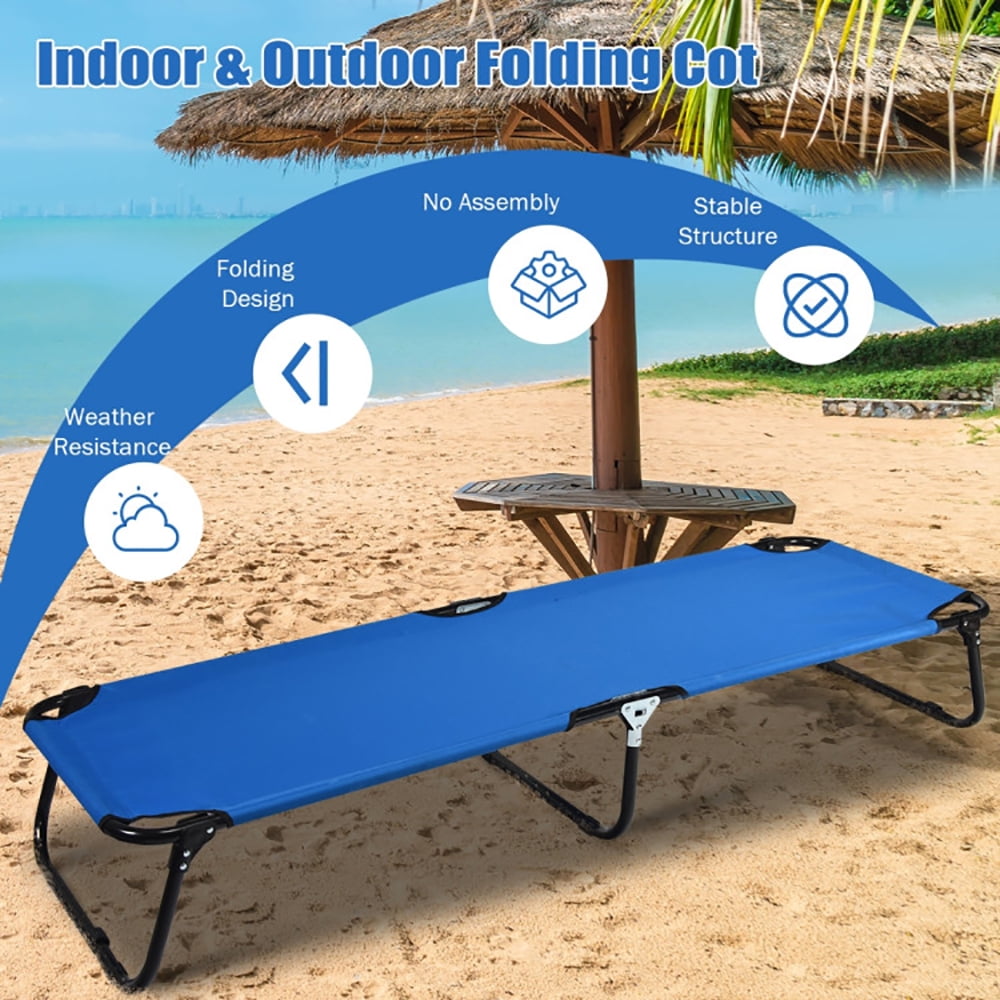Aimee Lii Folding Camping Bed Outdoor Portable Military Cot Sleeping Hiking, Folding Sleeping Cot for Camping, Blue