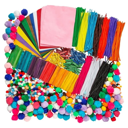 Fun Express Makerspace Rainbow Craft Supplies Assortment - Bulk 2000 Pc