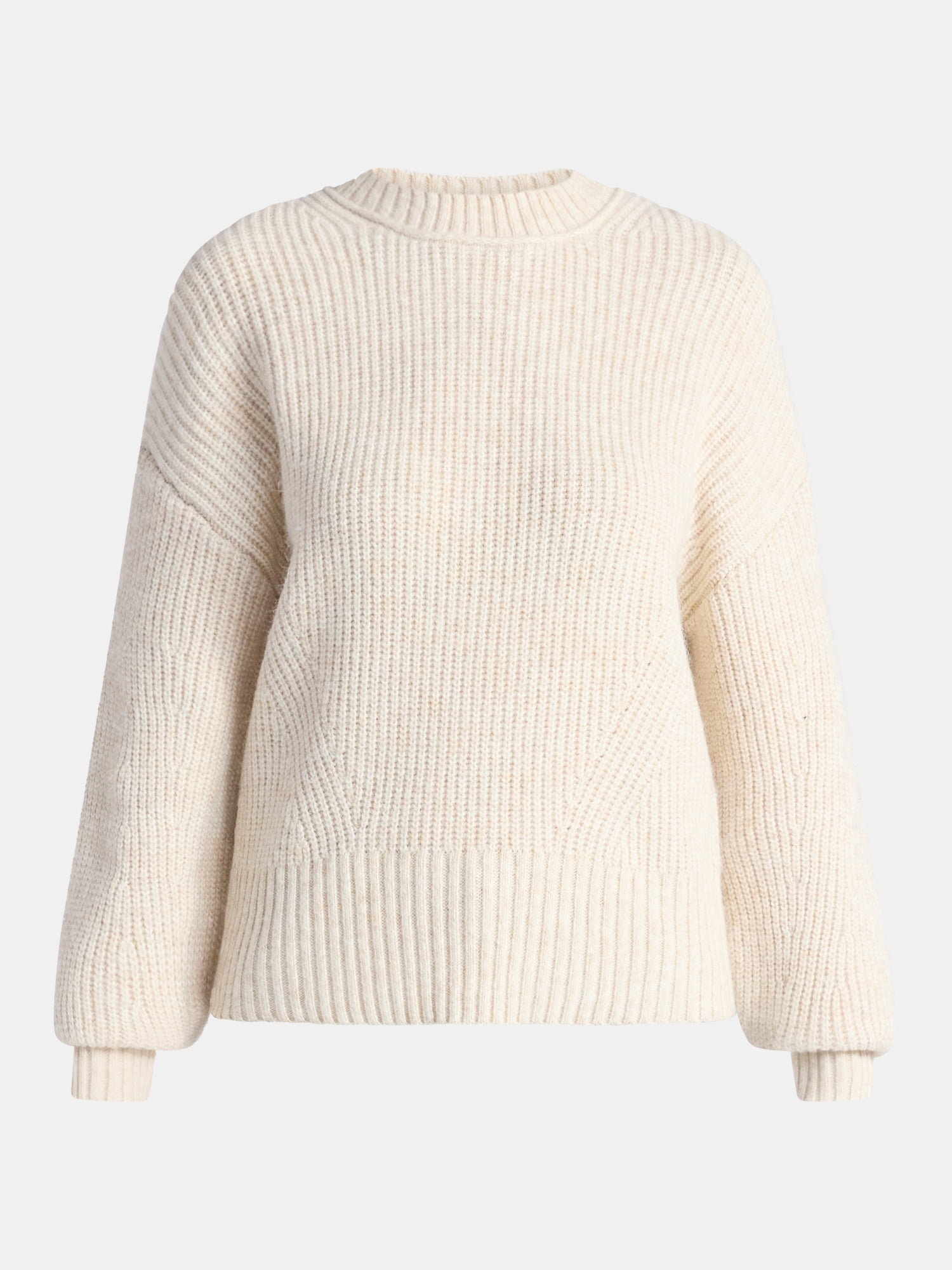 Time and Tru Women's Shaker Stitch Mock Neck Sweater, Midweight, Sizes XS-XXXL