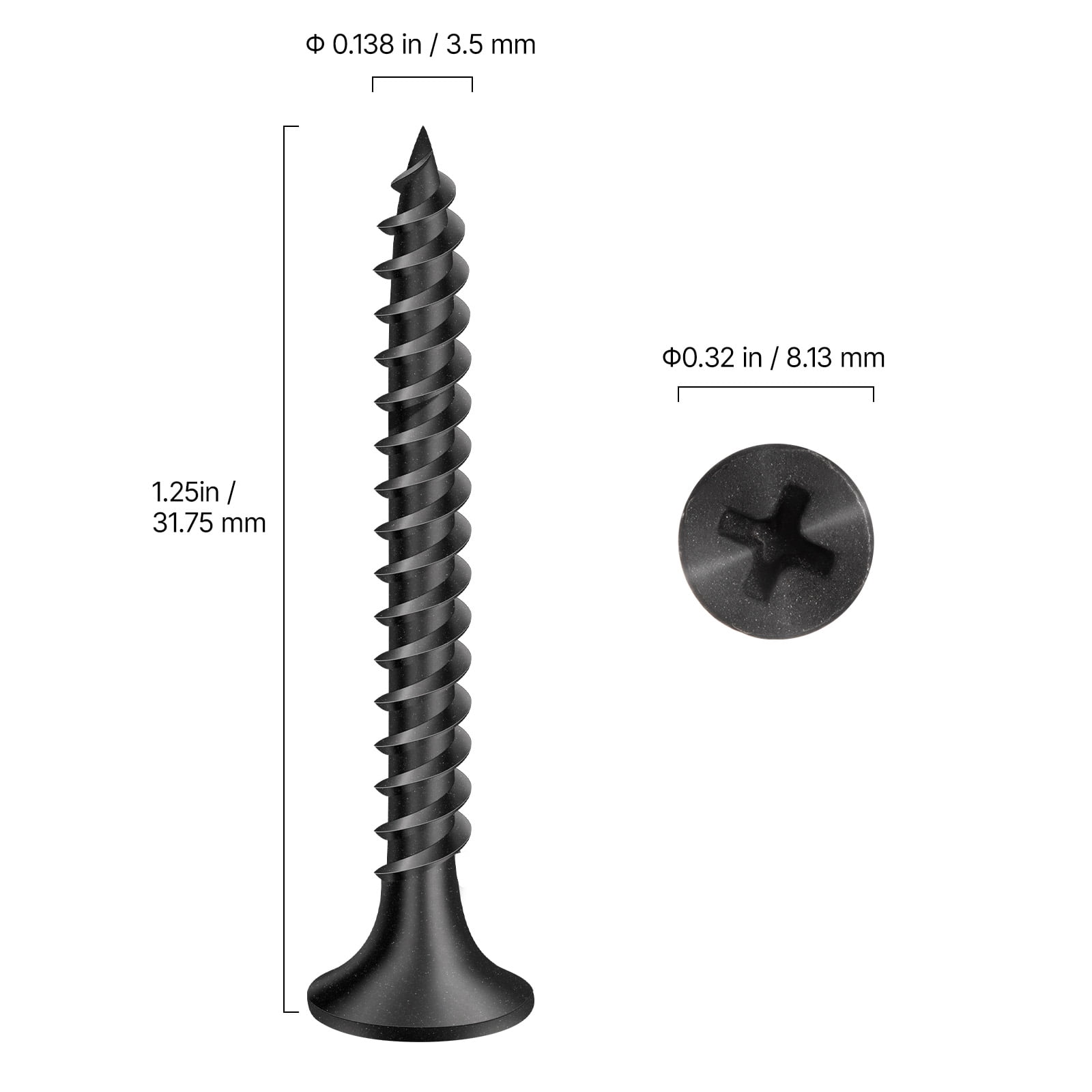 VVEOR Screws, #6 x 1-1/4 inch Length Drywall to Wood Collated Screw, All Purpose High-Hardness Alloy Steel Self Drilling Drywall Screws, for Home DIY, Space Renovation(1000 per Box)