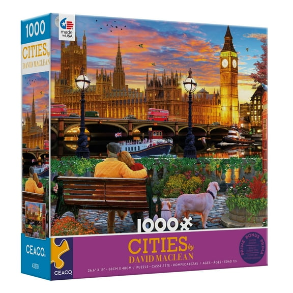 Ceaco - David Maclean Cities - On the Thames in London - 1000 Piece Interlocking Jigsaw Puzzle