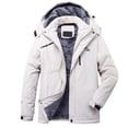 thumbnail image 2 of Lovskoo Men's and Women's Rain Jacket Hooded Technical Winter Fleece Lined Casual Waterproof Windbreaker Trendy Outdoor Charging Breathable Thick Hiking Clothes for Unisex White, 2 of 4