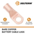 thumbnail image 3 of SELTERM 3/0 AWG 1/2" Ring Battery Cable End Terminal Lugs Bare Copper 10ea, 3 of 3