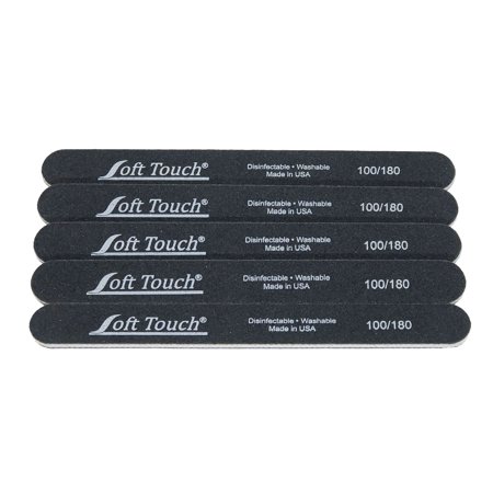 5 PCS SOFT TOUCH BLACK NAIL FILE 100 180 GRIT MADE IN USA