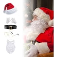 thumbnail image 2 of Huggegwe Ensemble de Costume de Noël Père Noël Chapeau de Père Noël pour Déguisement Performance Fête Cosplay, Ensemble 5 Pcs CA919-149464, 2 of 7