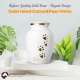 thumbnail image 4 of Ottillie Paws Series Pet Cremation Urn - X-Large, Cloud White Painted Finish/Vertical Brass Paws, 4 of 4