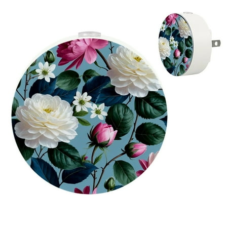 

YZUOUZY Bedside Lamps Lamps for Bedroom Bedroom Lamps Set of 2 Peonies White Purple Lavender